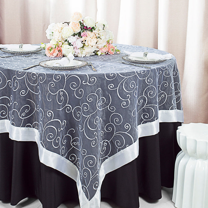 Organza Square Table Overlay 85x85 White