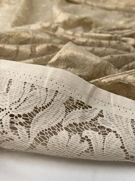 Cotton Viscose Lace Floral Golden Beige