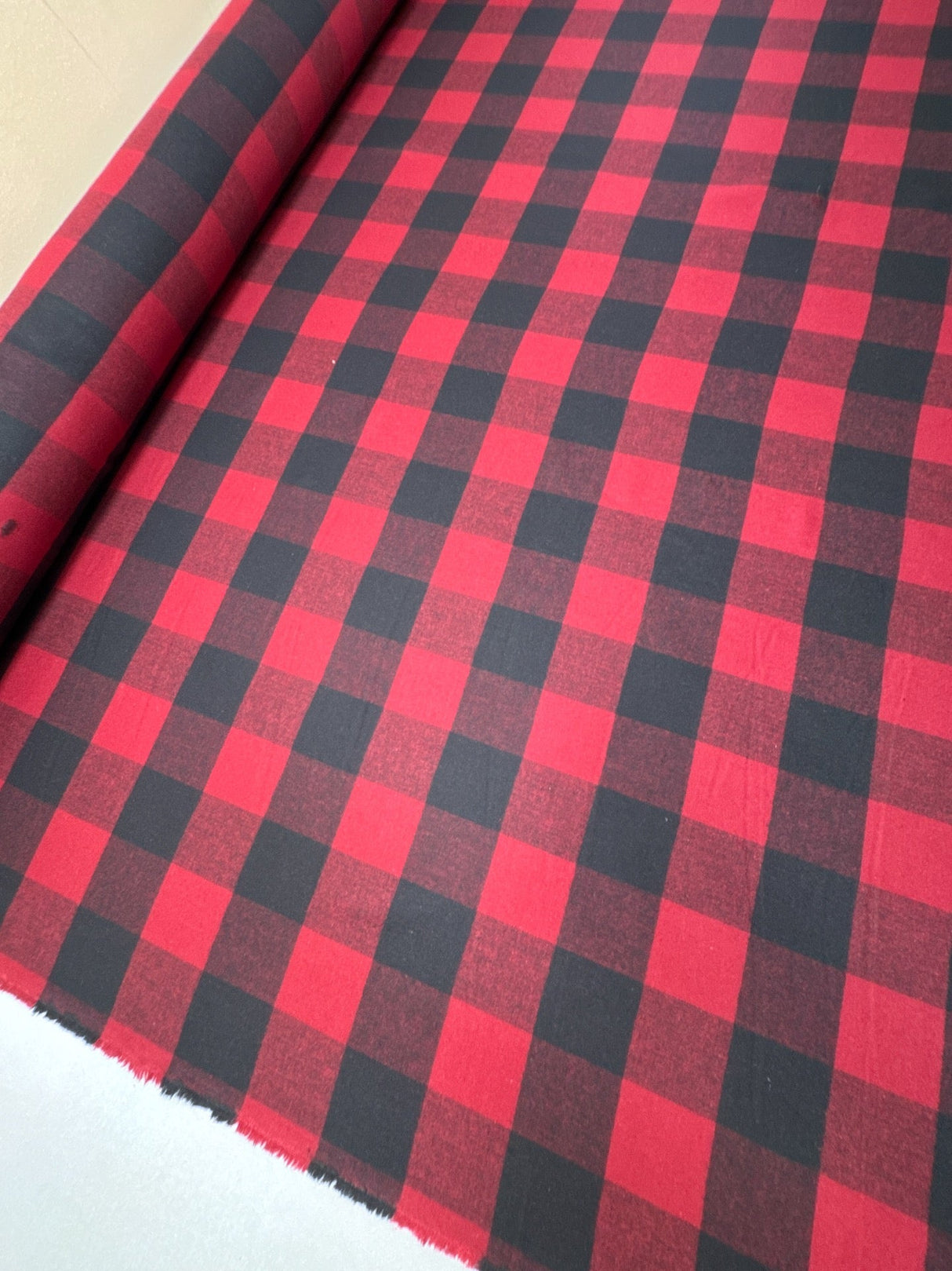 Cotton Flannel Checked Red Black