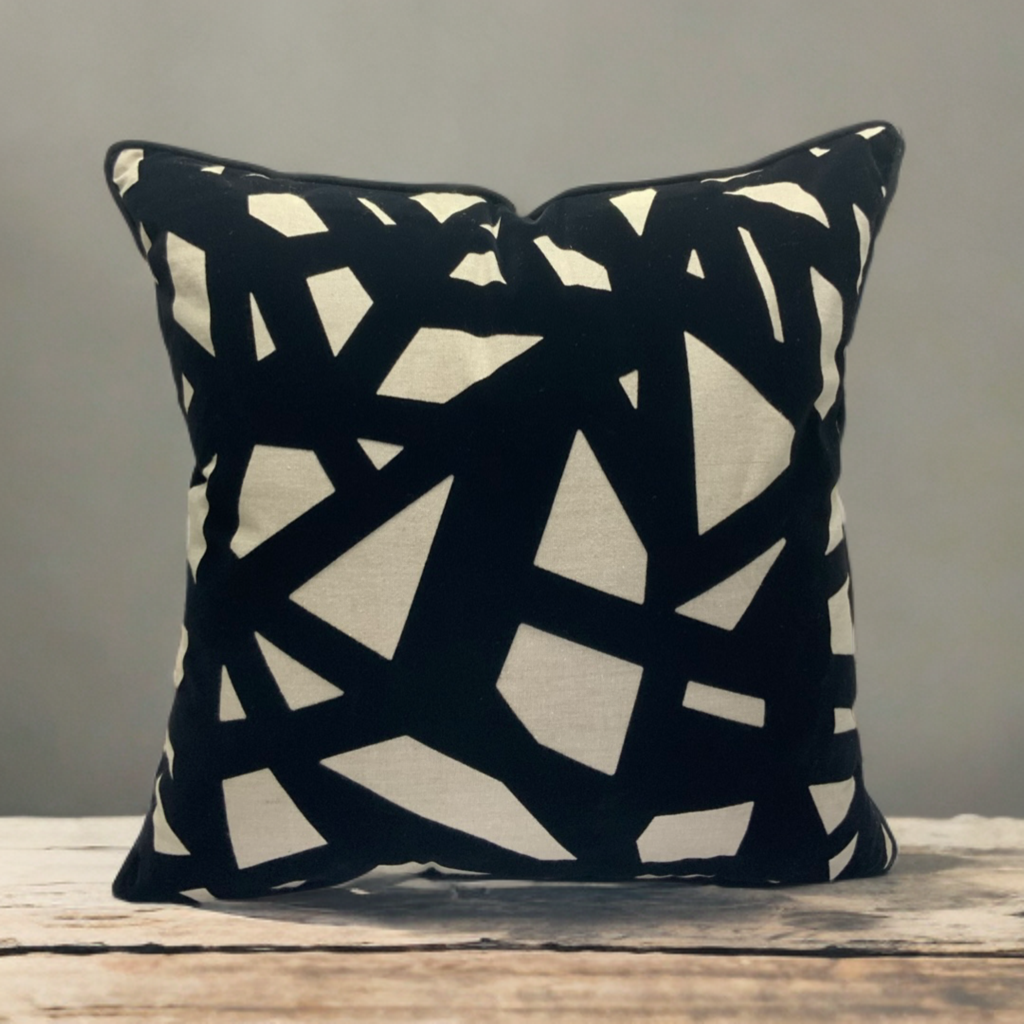 Viva014 Black Velvet Geometric Accent Pillow Polyester Fabric - Multi, 20" X 20" (1 Unit)