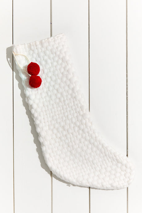 20" Stocking With Pom Poms