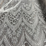 Embroidered Chantilly Lace Fabric with Eyelash Scallop