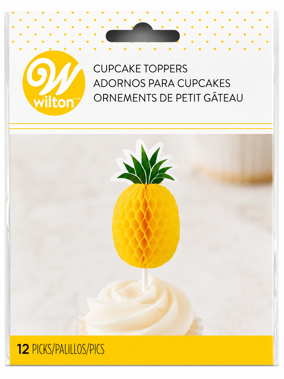 Wilton Pineapple Honeycomb Cupcake Toppers – 12 Count