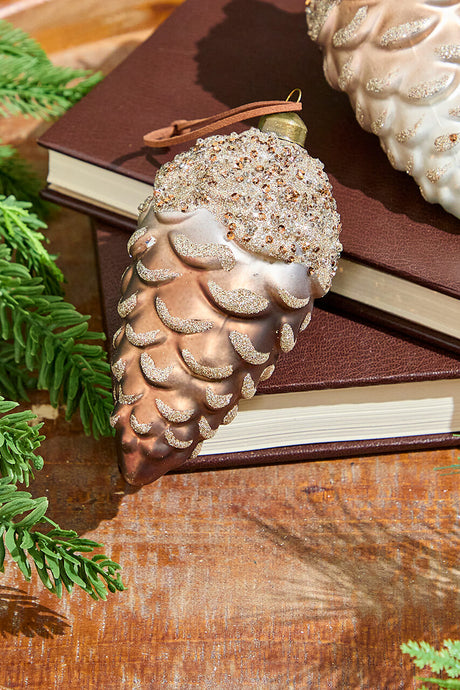 6" Pinecone Glass Ornament