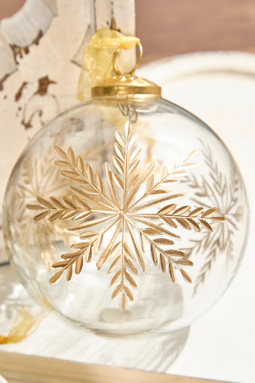 5" Snowflake Glass Ornament-