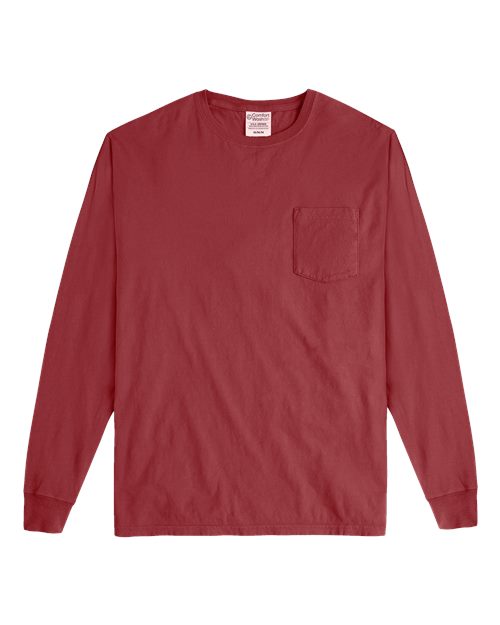 Garment-Dyed Long Sleeve T-Shirt With a Pocket