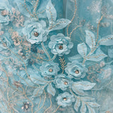 1 Yard Beaded 3D Floral Lace Fabric Embroidered on 100% Polyester Net Mesh