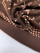 Italian Wool Floral Fabric Brown Beige