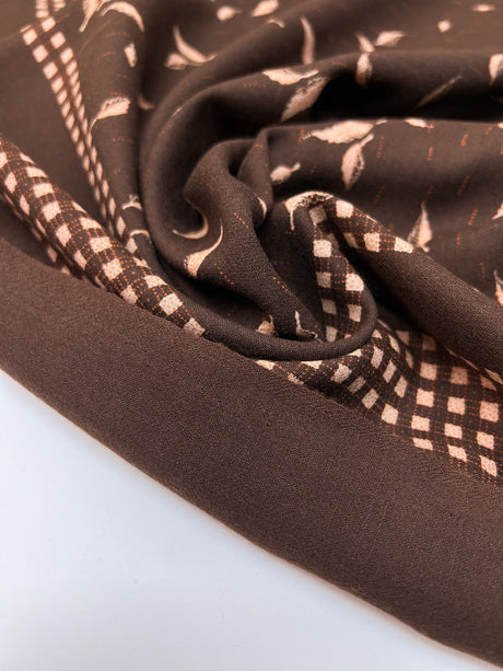 Italian Wool Floral Fabric Brown Beige