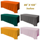86" X 132" Rectangular Seamless Polyester Poplin Fabric - Rectangular Seamless, Party Wedding Tablecloth, 86" X 132" (1 Piece)