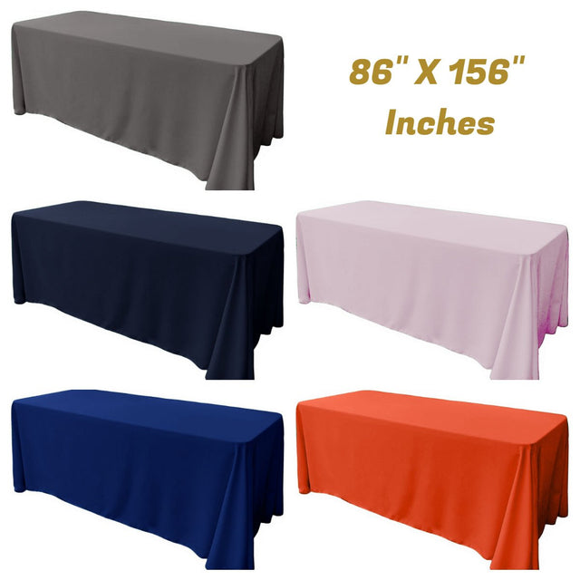 86" X 156" Rectangular Seamless Polyester Poplin Tablecloth - Solid Color, Seamless Rectangular Design, 86" X 156" (1 Piece)
