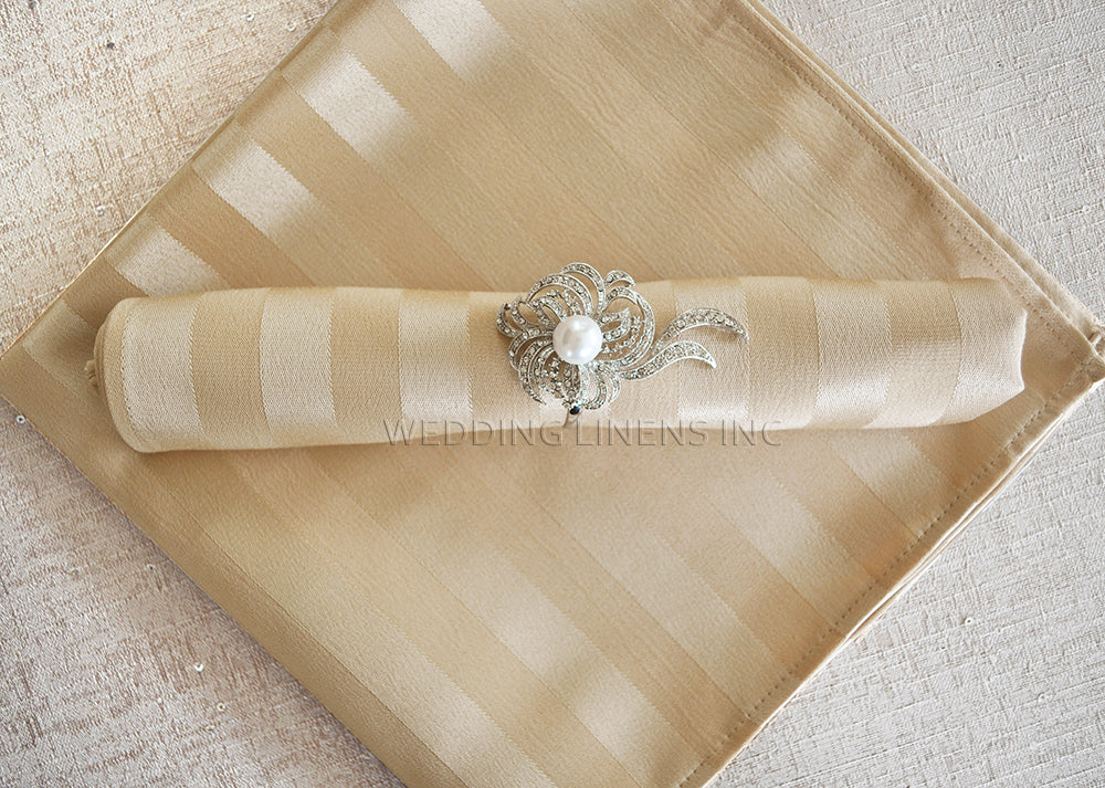Sample Cloth Dinner Napkin Striped Jacquard Polyester 20x20 Champagne