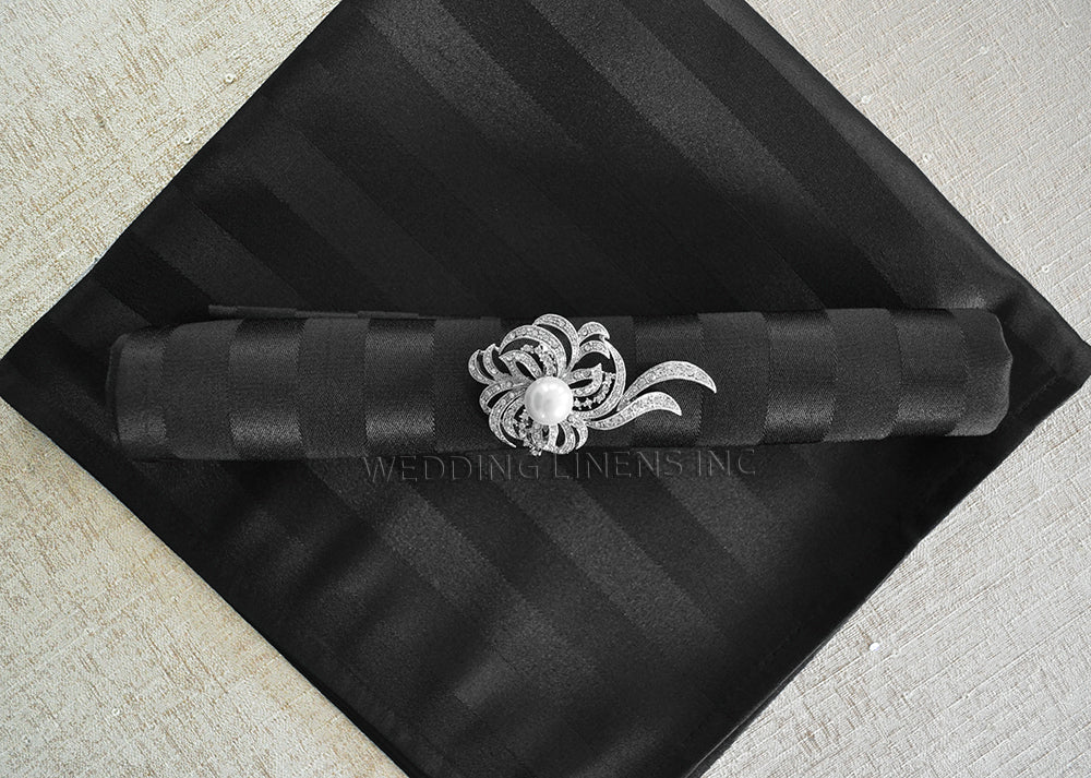 Striped Jacquard Polyester Napkin Sample 20x20 Black