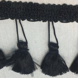 Black Trim With Small Tassels Trim Fabric - Black Tassel Trim, 3" Size (By The Yard)