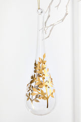 8" - 9" Icicle Glass Ornament with Gold Leaf Detail