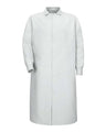 Gripper-Front Pocketless Butcher Coat With Knit Cuffs