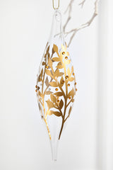 8" - 9" Icicle Glass Ornament with Gold Leaf Detail