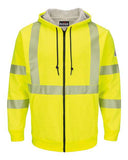 Bulwark Men's Tall Hi-Visibility Zip-Front Hooded Fleece Sweatshirt with Waffle Lining