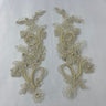 Beaded Corded Floral Lace Applique