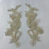 Beaded Corded Floral Lace Applique Pair