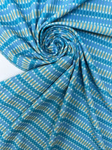Polyamide Elastane Knitted Geometric Beige-Blue
