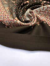 Printed Wool Blend Fabric Brown Green Floral