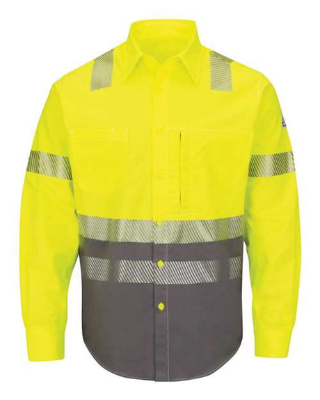 Bulwark Men's Tall Hi-Visibility Color Block Uniform Shirt - EXCEL FR ComforTouch 7 oz.