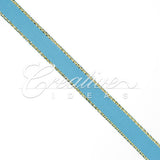 3/8" Satin With Gold Edge Ribbon- 50 Yards (Turquoise)