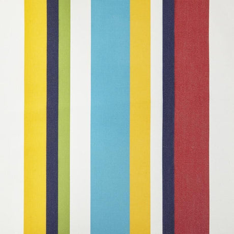 Sunbrella Panorama Carnival Acrylic Fabric - Red, Blue, Yellow Stripe, 54" Width (1 Yard)