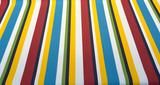 Sunbrella Panorama Carnival Acrylic Fabric - Red, Blue, Yellow Stripe, 54" Width (1 Yard)