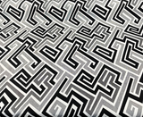 Sunbrella Network Labyrinth Black Milliken Upholstery Outdoor Fabric - Black Gray Geometric Labyrinth Pattern, 54" Width (1 Yard)