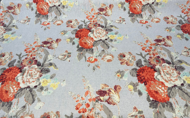 Waverly Nora Nectar Linen Rayon Fabric - Nectar Orange Floral, 54/55" Width (1 Yard)