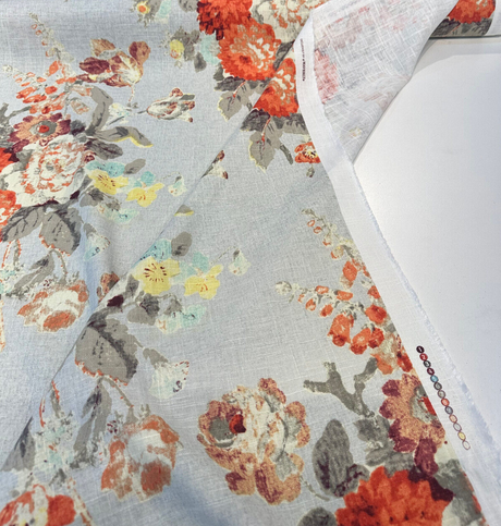 Waverly Nora Nectar Linen Rayon Fabric - Nectar Orange Floral, 54/55" Width (1 Yard)