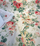 Apple Hill Blossom Cotton Linen Blend Fabric - Floral Print, Light Beach Sand Background, 54" Width (By The Yard)