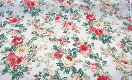 Apple Hill Blossom Cotton Linen Blend Fabric - Floral Print, Light Beach Sand Background, 54" Width (By The Yard)