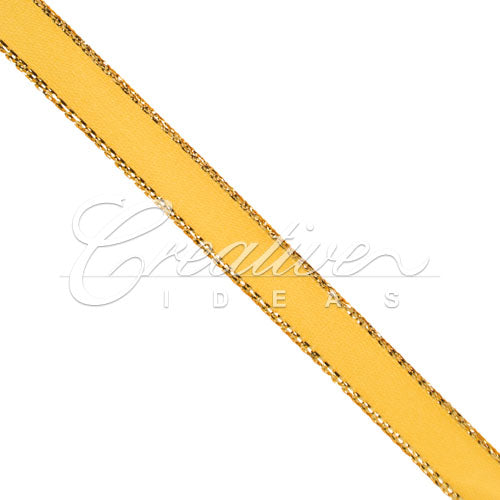3/8" Satin With Gold Edge Ribbon- 50 Yards (Light Gold)