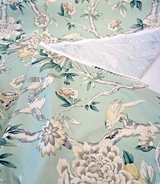 Waverly Mudan Jelep Green Cotton Fabric - Floral Birds, Jelep Green, 54" Width (1 Yard)