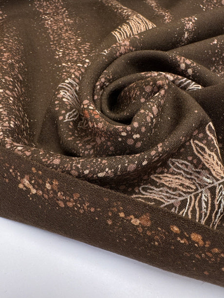 Wool Printed Brown Beige Fabric