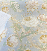 Hazel Endive Floral Cotton Linen Fabric - Endive Green, Gold, Cream Floral Botanical Pattern, 54" Width (1 Yard)