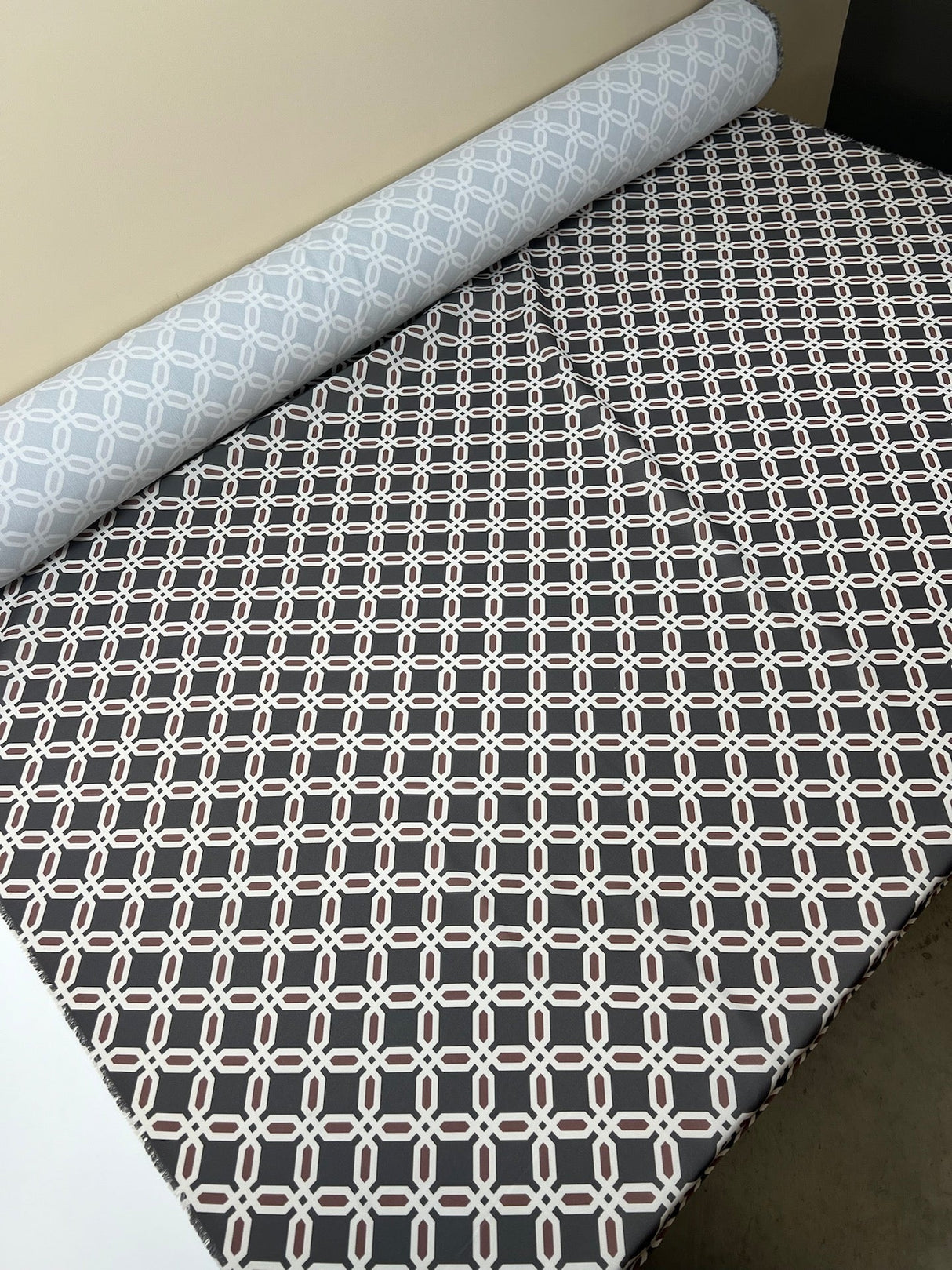 Printed Polyester Geometric Gray Beige