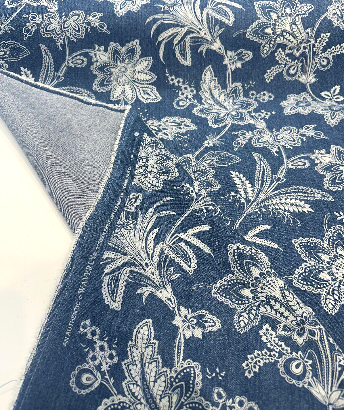 Waverly Follow The Trail 100% Cotton Fabric - Denim Blue Floral, 56" Width (By The Yard)