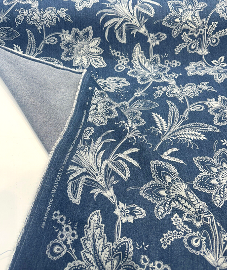 Waverly Follow The Trail 100% Cotton Fabric - Denim Blue Floral, 56" Width (By The Yard)