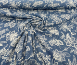 Waverly Follow The Trail 100% Cotton Fabric - Denim Blue Floral, 56" Width (By The Yard)