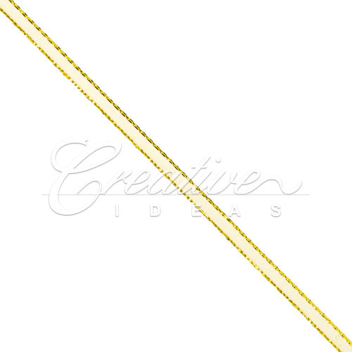 1/8" Satin With Gold Edge Ribbon - 50 Yards (Ivory)
