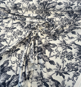 Southern Belle Linen Rayon Fabric - Black Cinder Floral Vine Print, 54" Width (By The Yard)