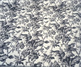 Southern Belle Linen Rayon Fabric - Black Cinder Floral Vine Print, 54" Width (By The Yard)