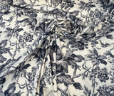Southern Belle Linen Rayon Fabric - Black Cinder Floral Vine Print, 54" Width (By The Yard)