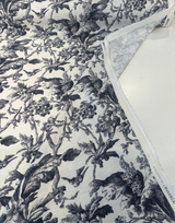 Southern Belle Linen Rayon Fabric - Black Cinder Floral Vine Print, 54" Width (By The Yard)