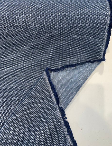 Sunbrella Tailored Indigo Blue Chenille Acrylic Fabric - Indigo Blue Textured Print, 54" Width (1 Yard)
