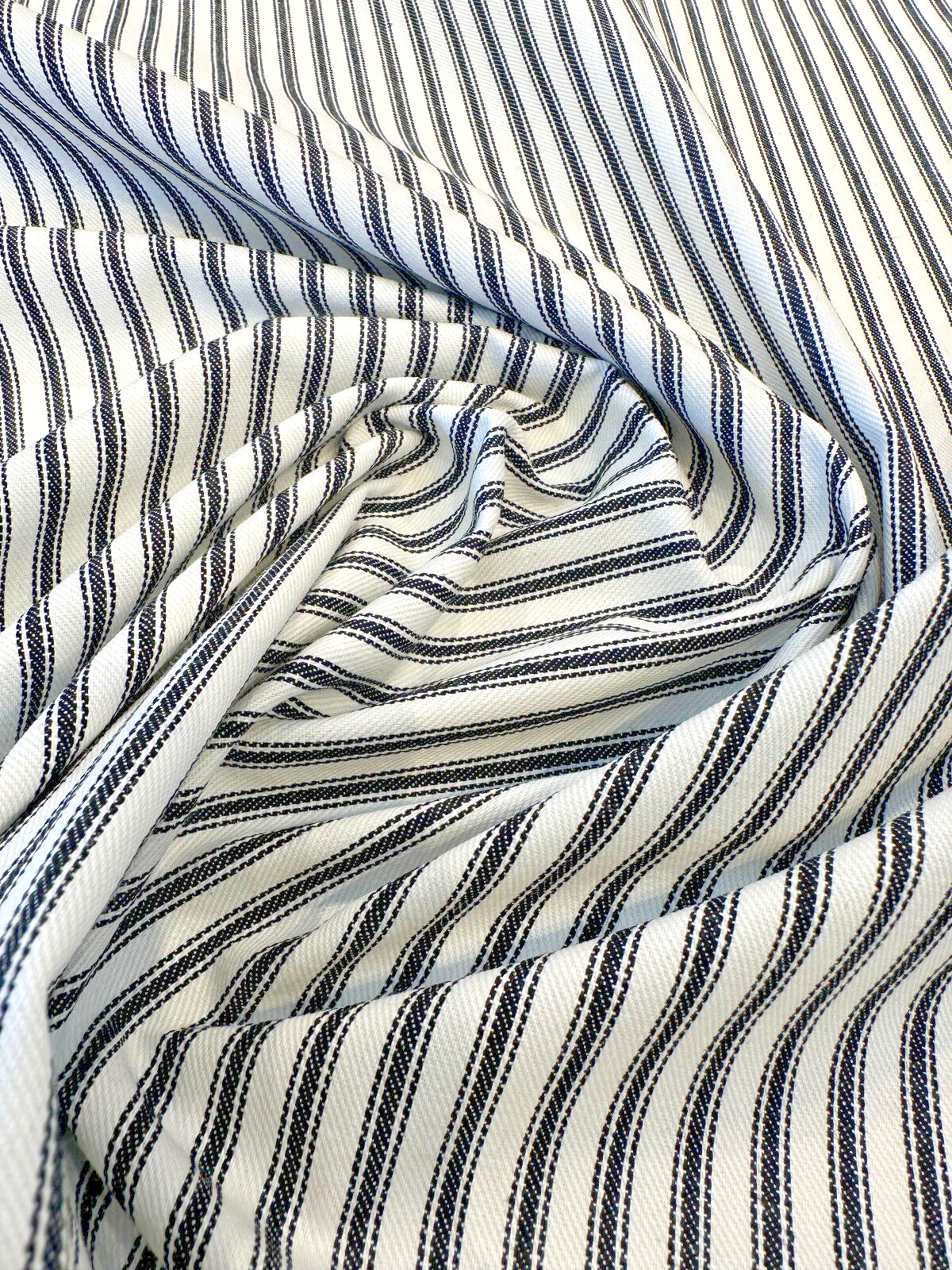 Waverly Classic Ticking Cotton Fabric - Black Classic Ticking Stripe, 54" Width (1 Yard)
